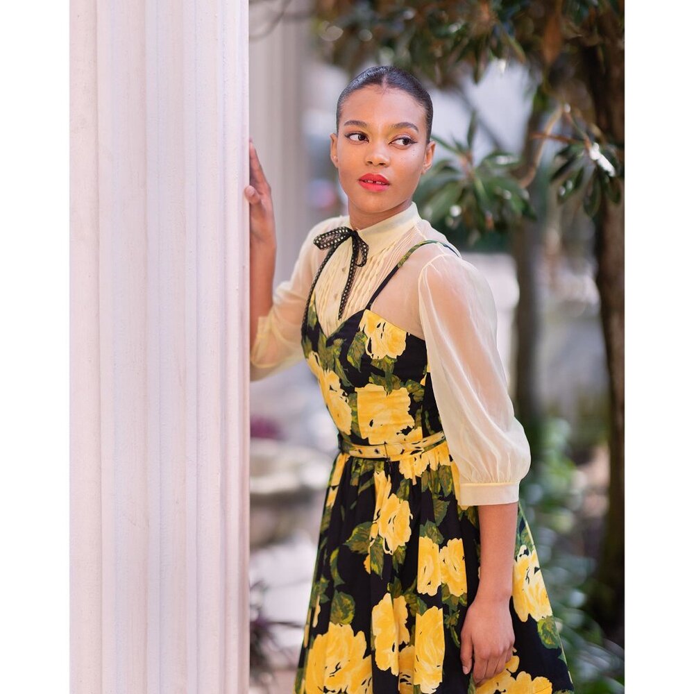 Trashy Diva 1959 yellow rose floral Ruby mini dress - Picture 3 of 8